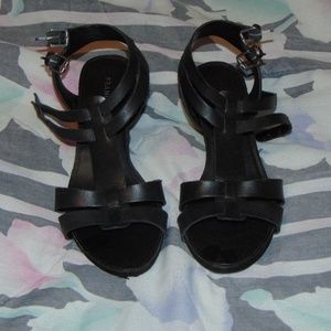 Black Wedge Sandals